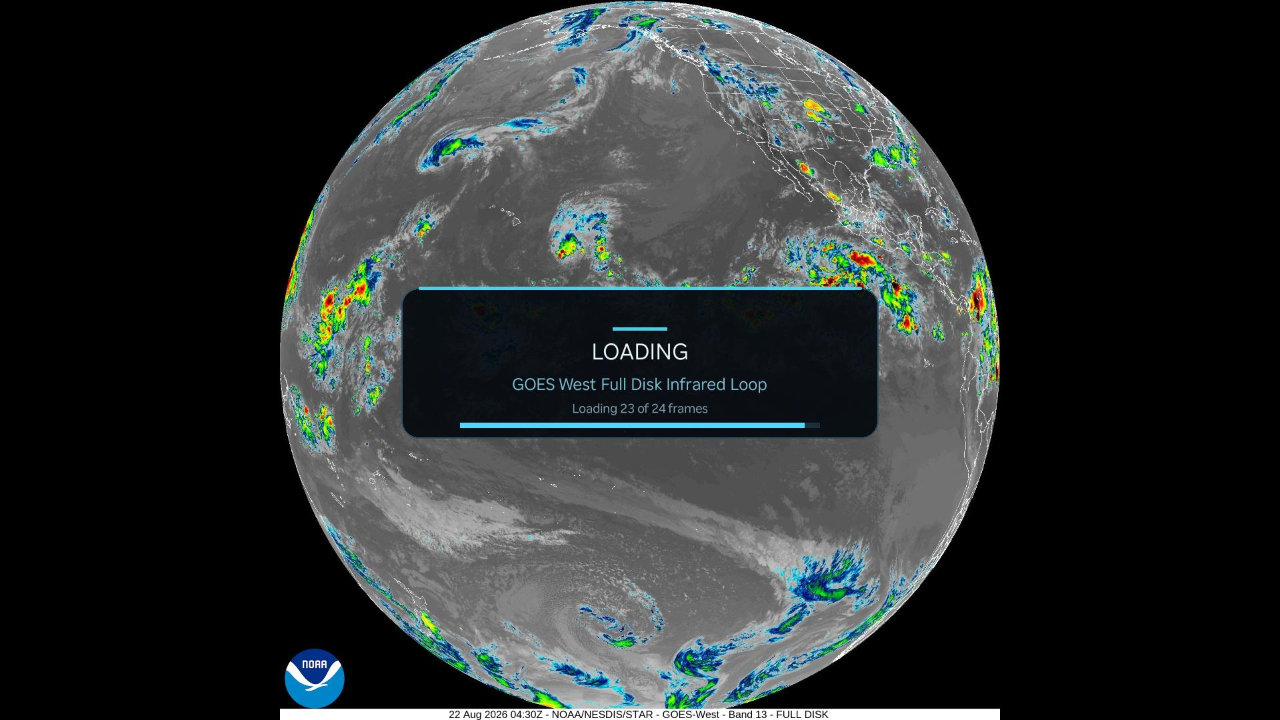 GOES West full Earth infrared imagery loading an animated loop