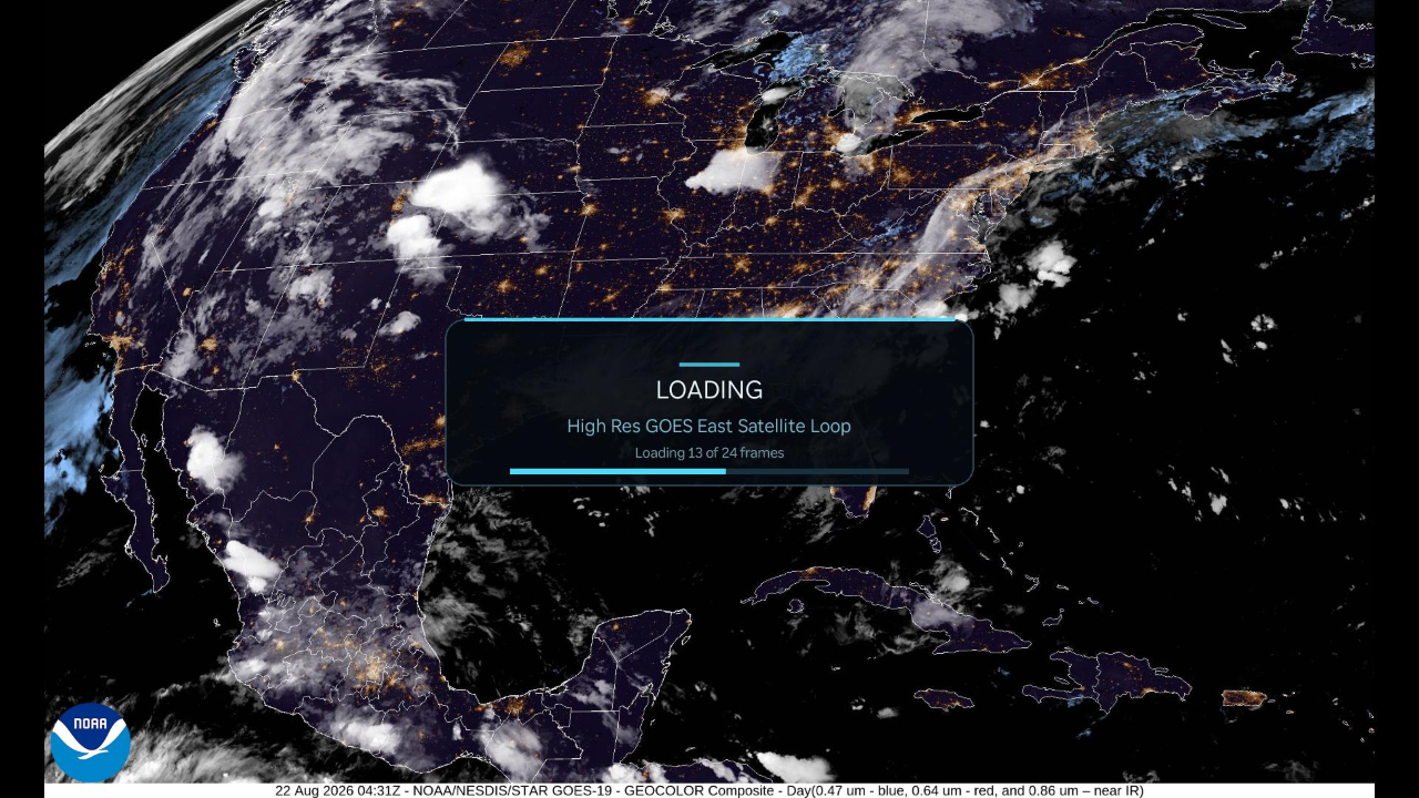 GOES East satellite imagery loading an animated loop