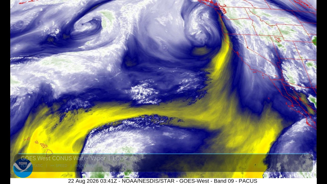 GOES West water vapor imagery with loop controls
